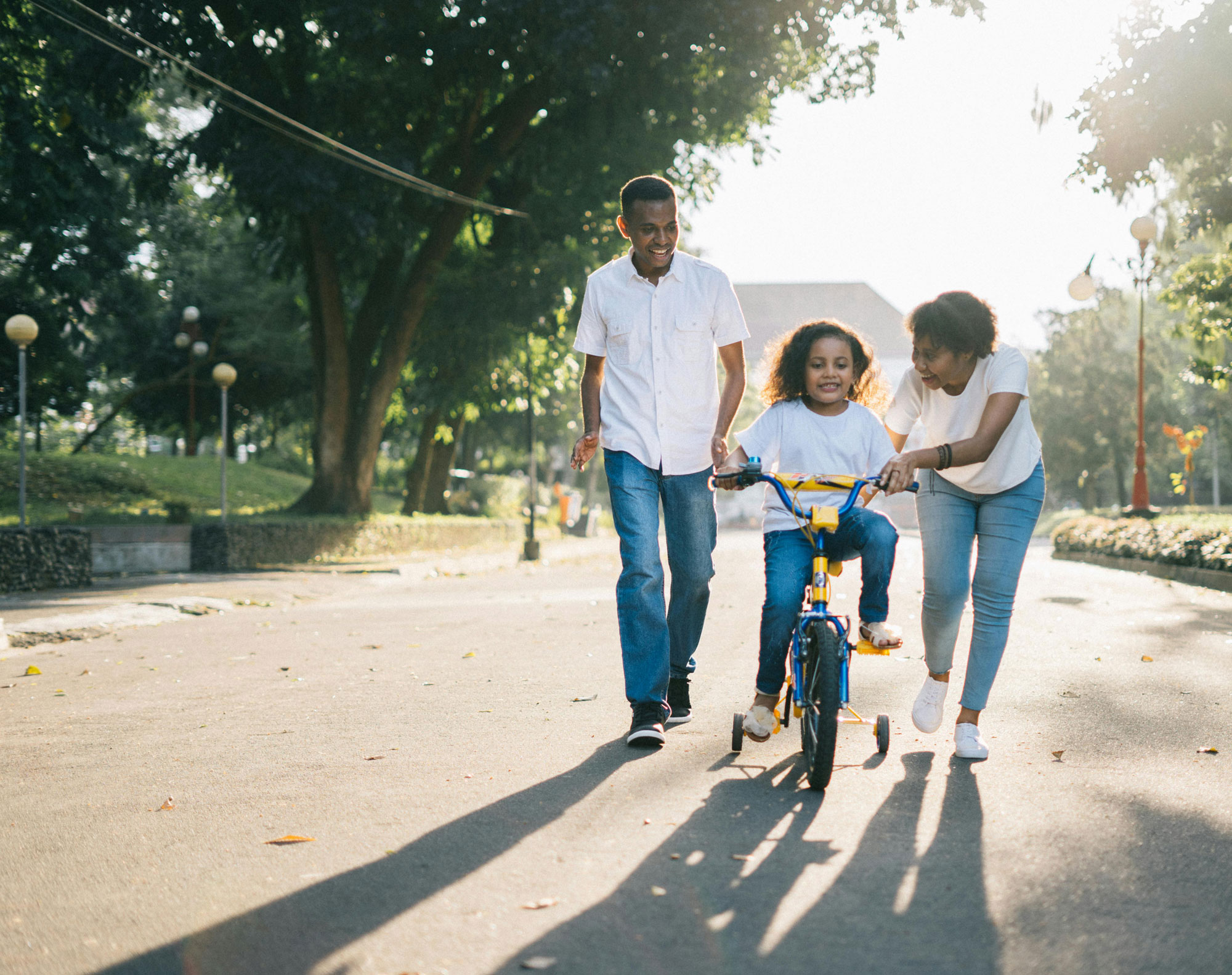 family happy biking