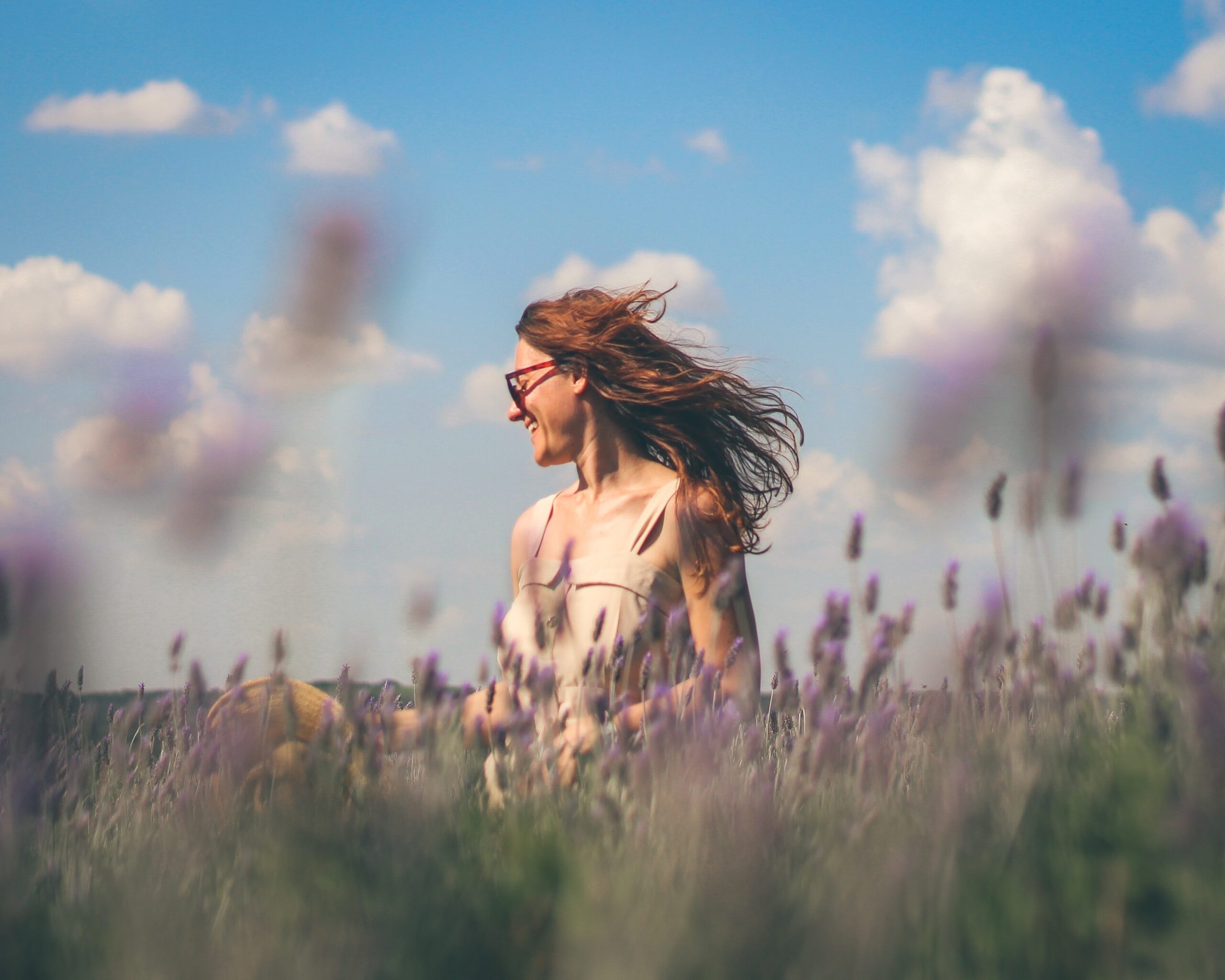 woman lavender field